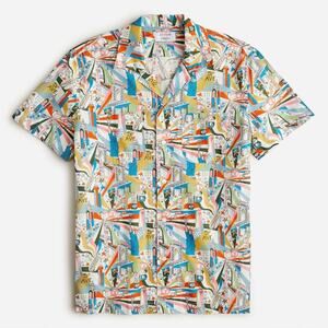 J Crew x Liberty Short Sleeve Button Shirt Manhattan NYC Print Cotton Men's L